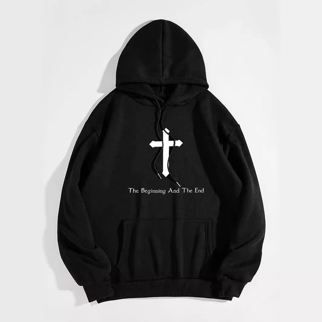 Women's Brushed Hoody Plain Letter Jesus Print