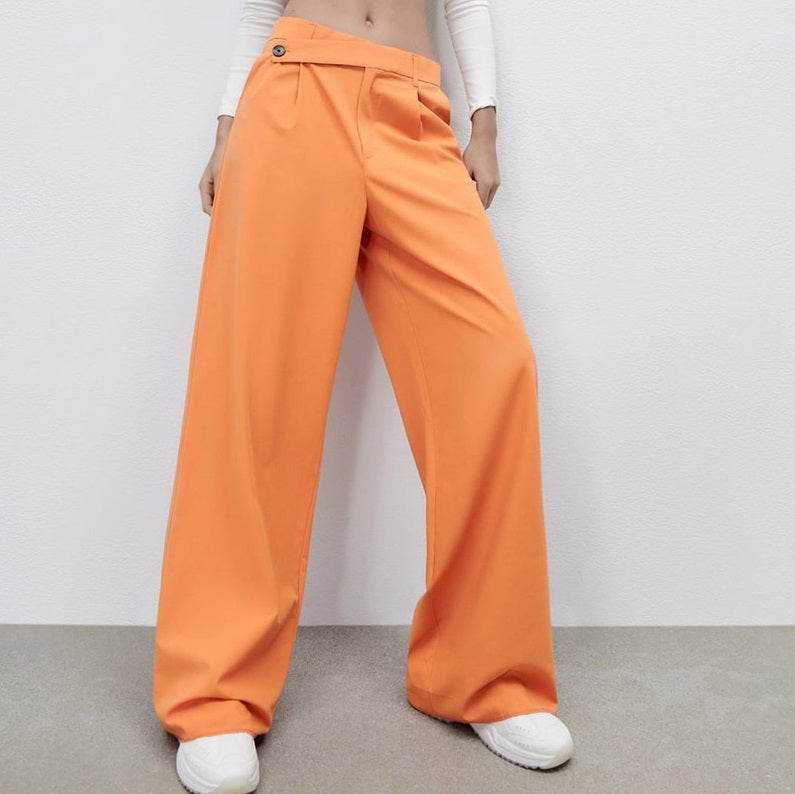 Women's Fashion Wide-leg Asymmetric Wide High Waist Pants