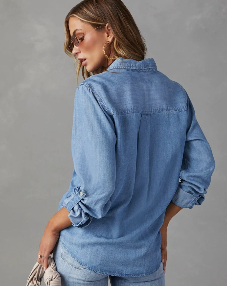 Cross Border Leisure Lapel Single Breasted Women's Long-sleeved Denim