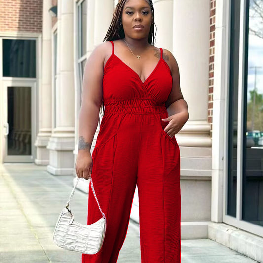 Women's Slip Plus Size Fat Woman Cotton And Linen Jumpsuit