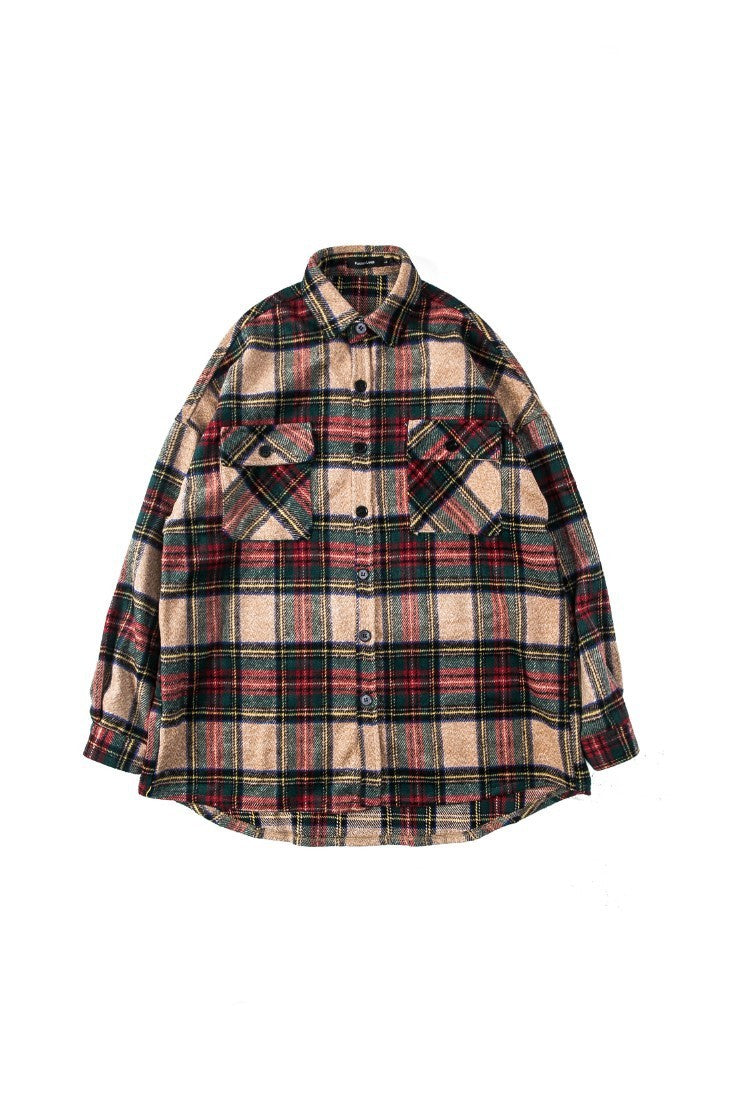 Drop Shoulder Plaid Padded Shirt