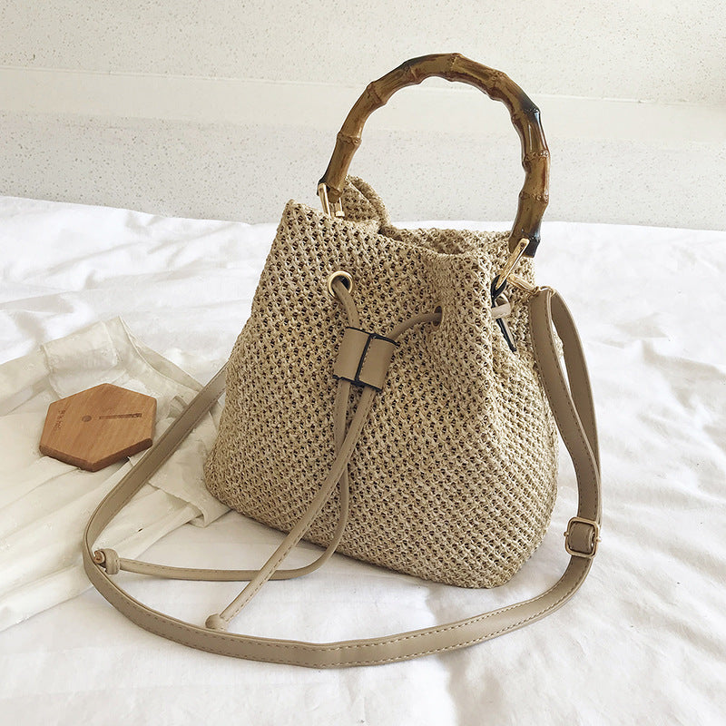 Fashion Handbag Straw Bamboo Bucket Women's Bag