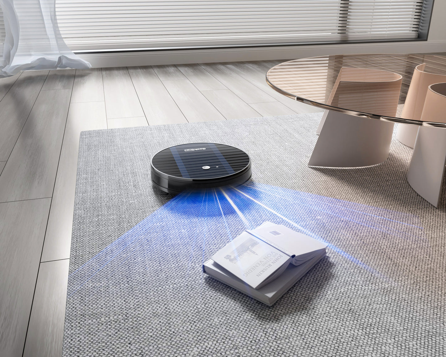 Smart Robot Vacuum Cleaner G6 Plus, Ultra-Thin, 1800Pa Strong Suction, Automatic Self-Charging, Wi-Fi Connectivity, App Control, Custom Cleaning, Great For Hard Floors To Carpets.