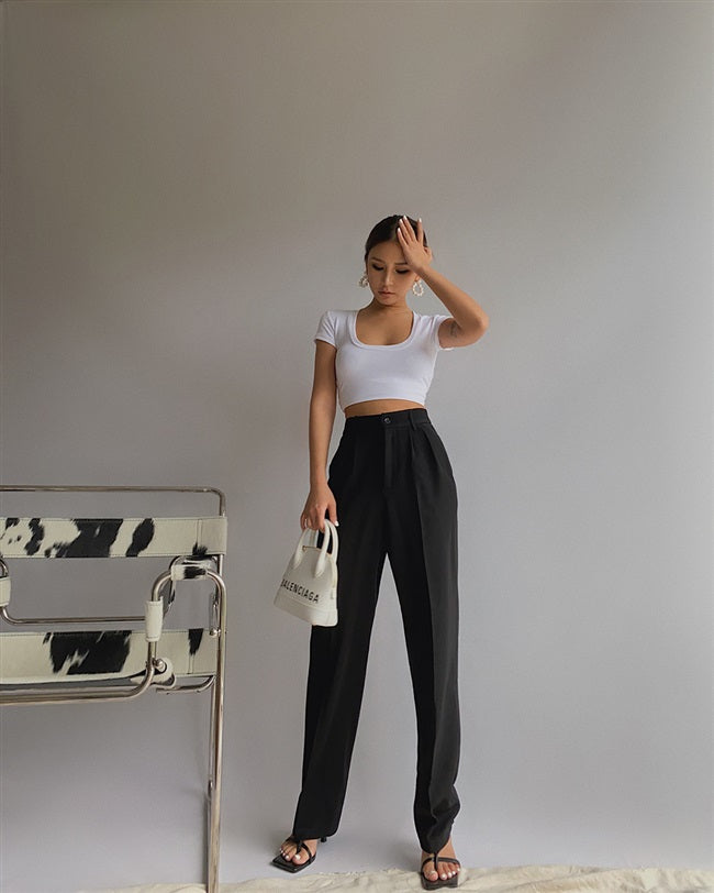 Draping  boyfriend style long trousers