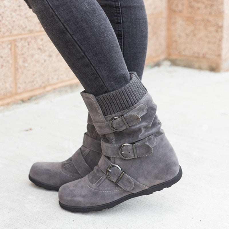 Casual Winter Boots Strap Buckle Shoes