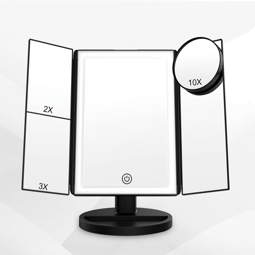 24 LED Magnifying Lighted Cosmetic Makeup Mirror Tabletop Tri-fold Touch Screen Mirror