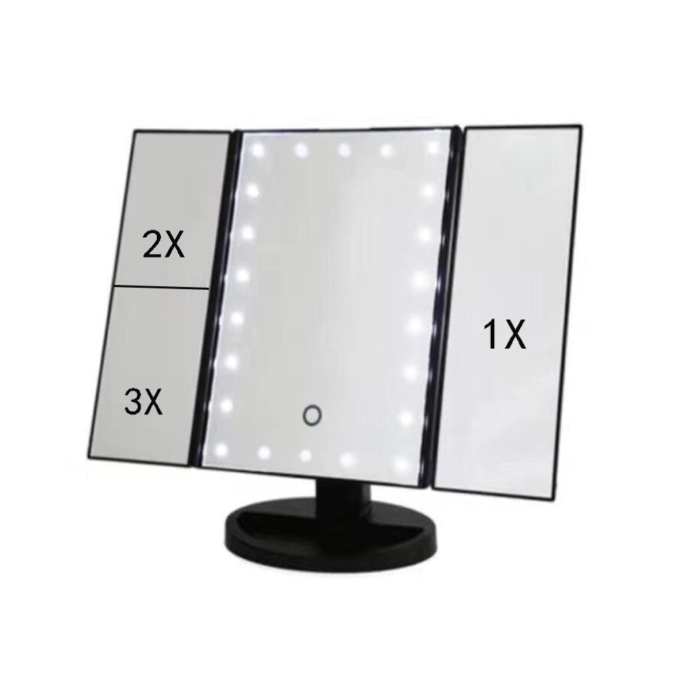 24 LED Magnifying Lighted Cosmetic Makeup Mirror Tabletop Tri-fold Touch Screen Mirror