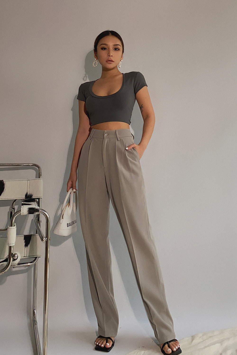 Draping  boyfriend style long trousers