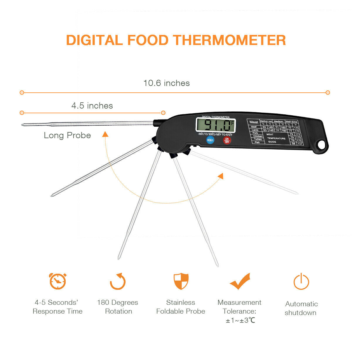 Digital Cooking Meat Thermometer Instant Read Food Steak Oven Smoker