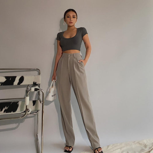 Draping  boyfriend style long trousers