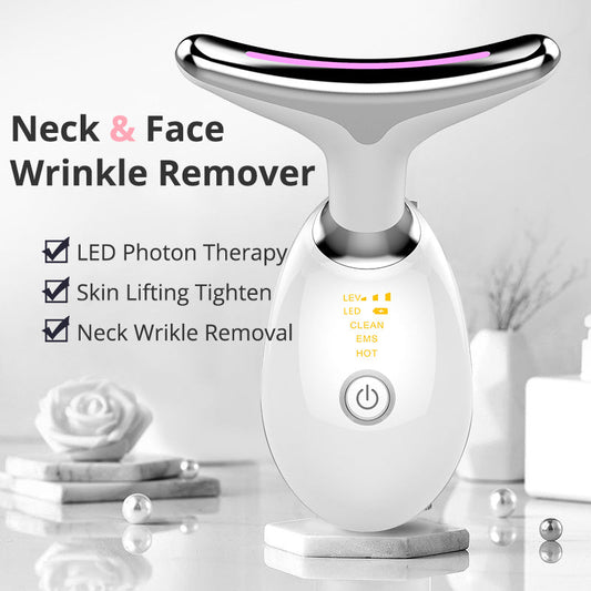 EMS Thermal Neck Lifting And Tighten Massager Electric Microcurrent Wrinkle Remover LED Photon Face Beauty