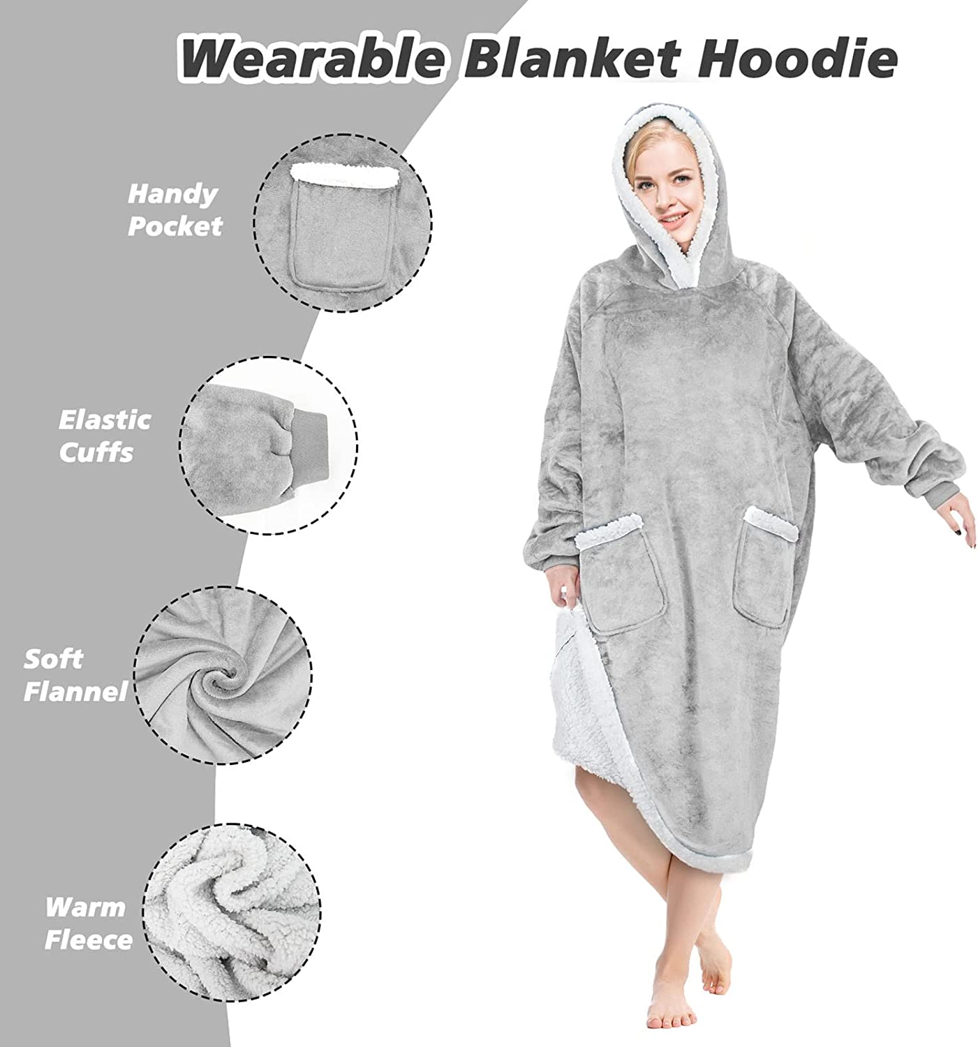 Wearable Oversized  Blanket Hoodie For Adults