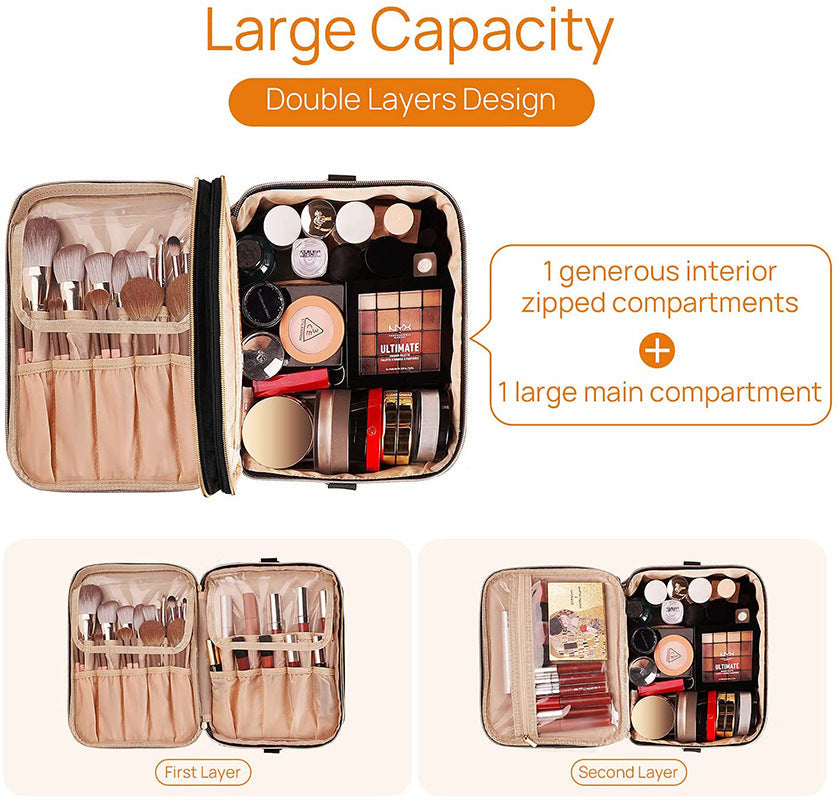 Double Layer Skin Care Products Cosmetic Makeup Brush Separated Storage Bag