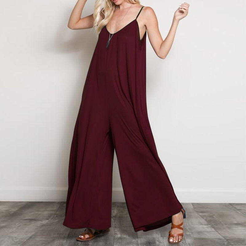 V Neck Jumpsuits.  Wide Leg  Playsuits. Plus Size 5XL.