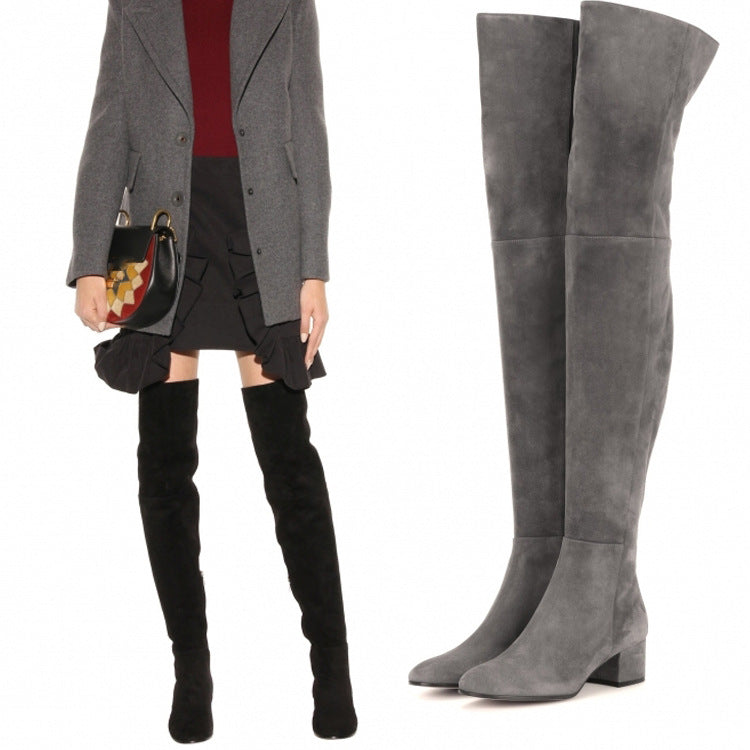 Flat Boots Over The Knee Boots Gray Boots High Boots