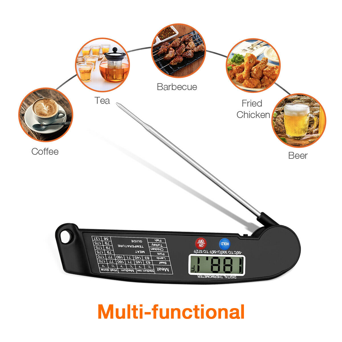 Digital Cooking Meat Thermometer Instant Read Food Steak Oven Smoker