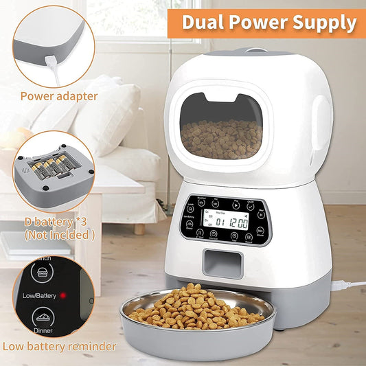 Automatic dispenser with stainless steel bowl for cats and dogs. with the Smart APP.