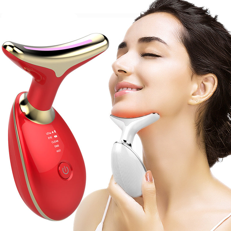 EMS Thermal Neck Lifting And Tighten Massager Electric Microcurrent Wrinkle Remover LED Photon Face Beauty