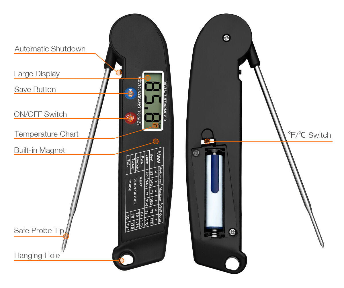 Digital Cooking Meat Thermometer Instant Read Food Steak Oven Smoker